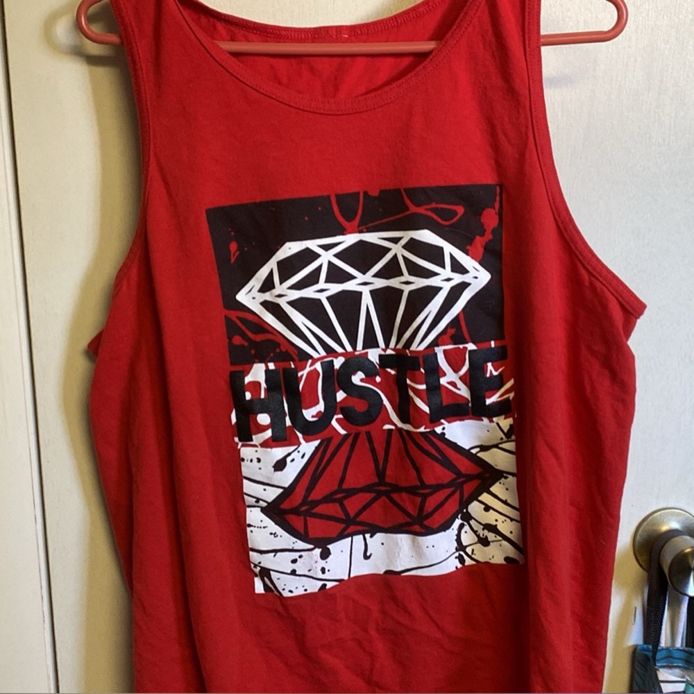 Red Graphic Tank Top with Diamond Design